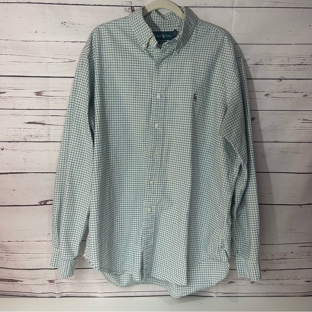 Ralph Lauren Men's Green Checkered Shirt size L